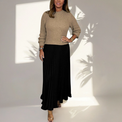 Eliana Long sweater with pleated skirt